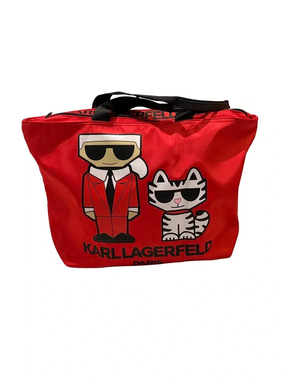 Karl Lagerfeld Paris Amour Tote Red/Black/Multi 14.75” x 14.25” x 6” +Strap NWOT